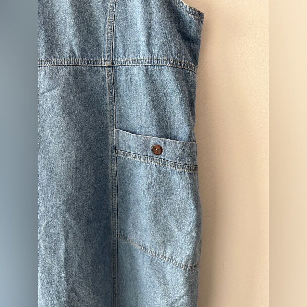 Vintage Cherokee Denim Jumper Dress-Light Wash Denim-Adjustable Straps- Size 18w - Picture 4 of 14